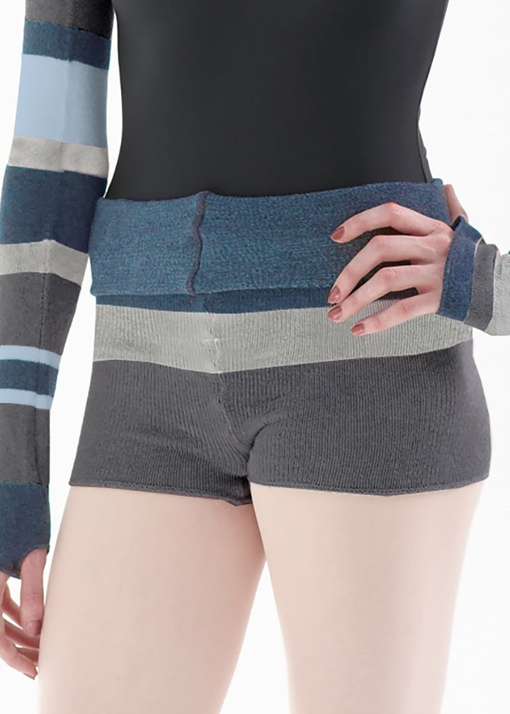 Rollover Waistband Tricolor Knit Shorts