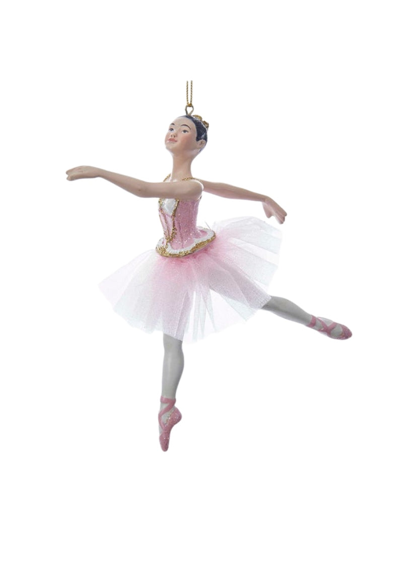 Pink/Gold Ballerina in 2nd Arabesque Ornament (5.75")