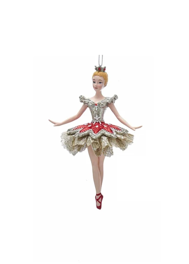 Ruby/Platinum Ballerina Ornament (6")