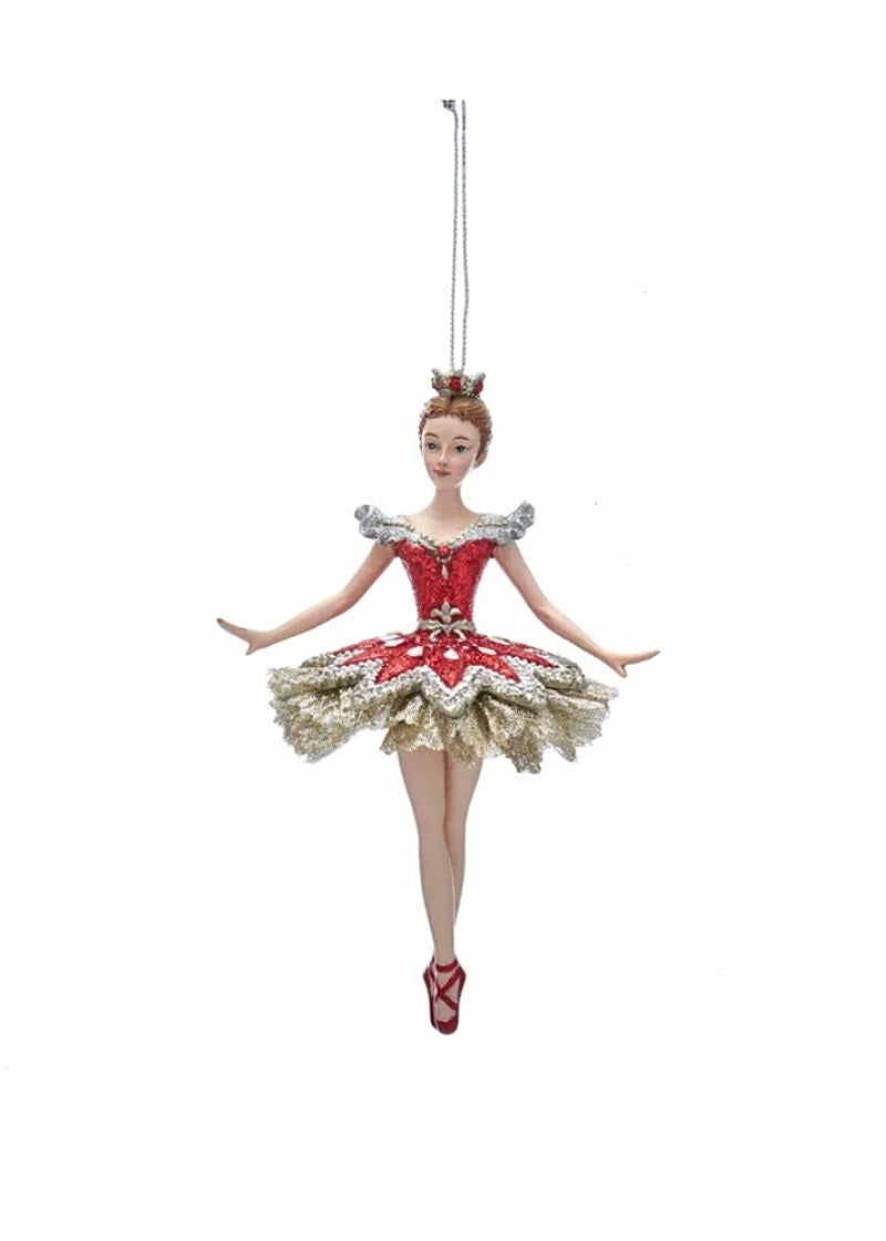 Ruby/Platinum Ballerina Ornament (6")