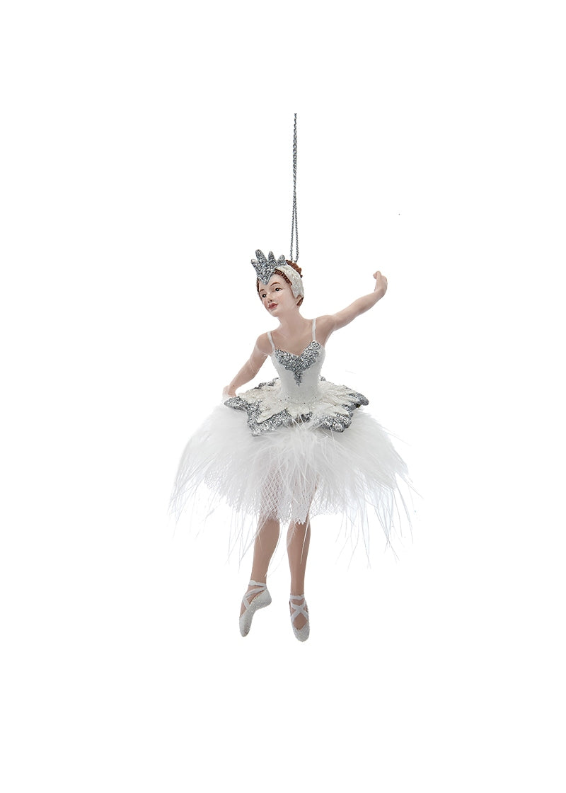 Silver/White Ballerina Ornament (5.25")