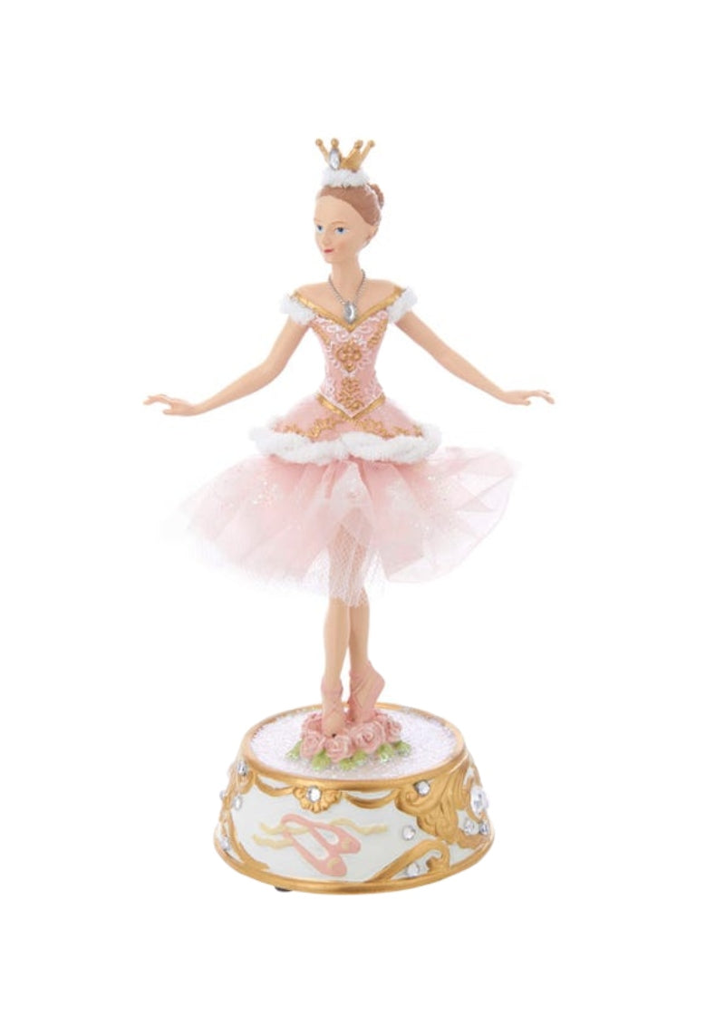 Musical Pink & Gold Ballerina Figurine (10")