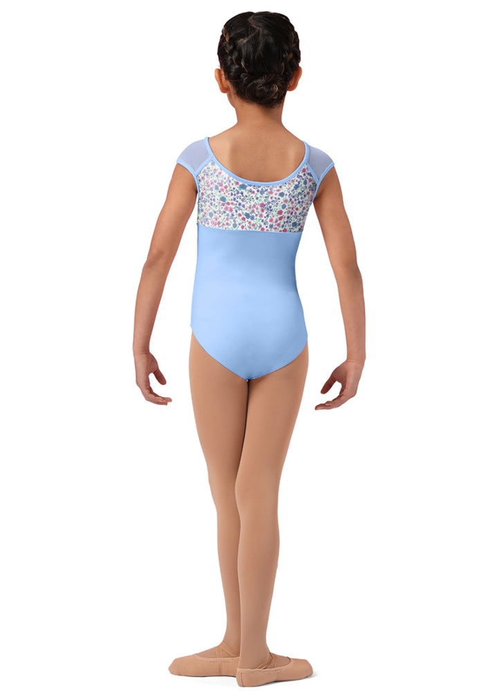 ON SALE Ditsy Floral Youth Cap Sleeve Leotard (Blue)