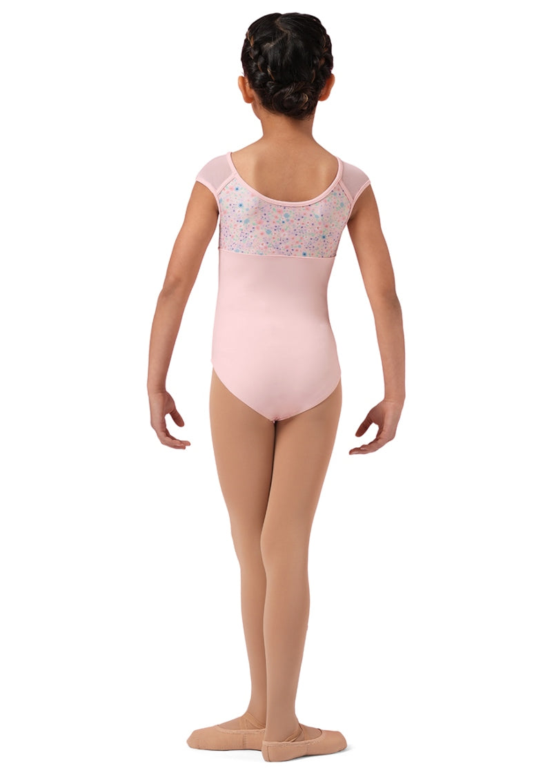 Ditsy Floral Youth Cap Sleeve Leotard (Pink)