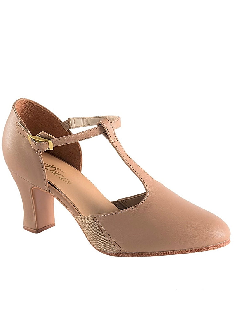 Connie T-Strap Character Shoe - 2.5" Heel (Caramel)