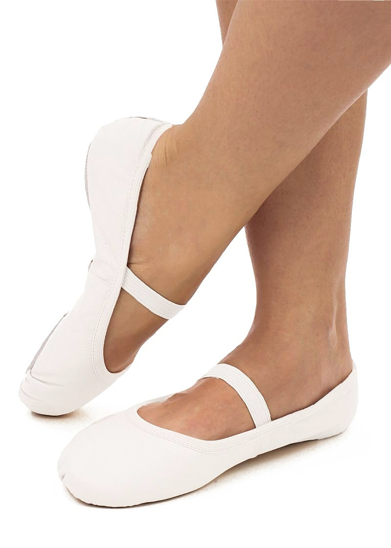 Darcy Premium Leather Full Sole Ballet Shoe (White)