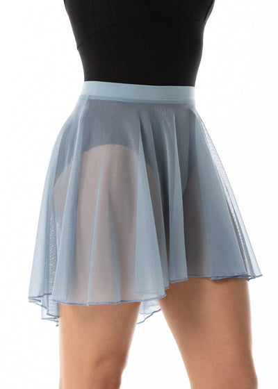Daphne Mesh High-Low Pull-On Skirt (Blue)