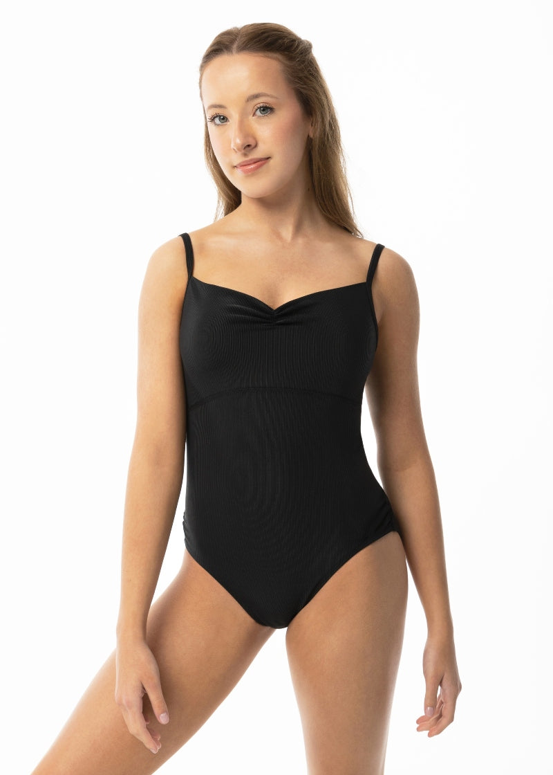 ON SALE Audition Ribbed Empire Camisole Leotard (Black)