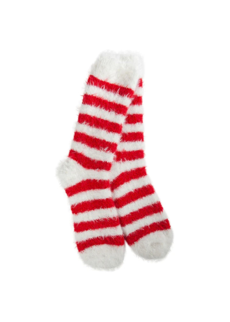 Holiday Cozy Stripe Chic Crew Socks (Red Stripe)