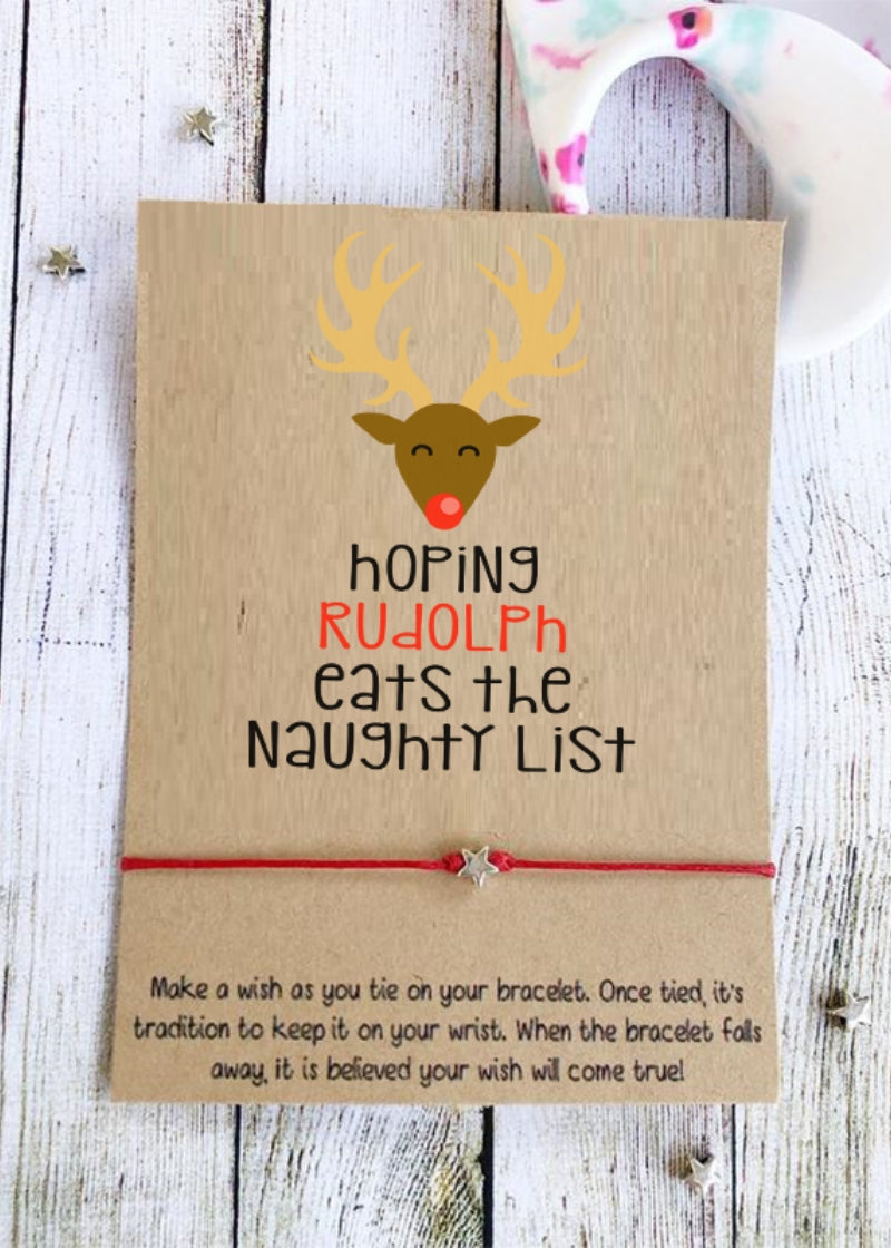 ON SALE Hoping Rudolph Eats the Naughty List Wish Bracelet